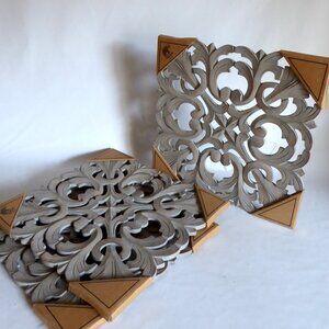 NEW 16”x 16” SQUARE SHABBY CHIC DISTRESSED DECORATIVE WALL HANGING SET OF 3